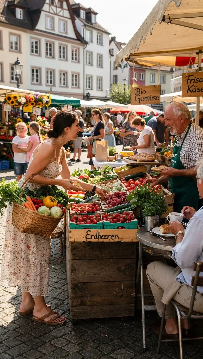 Eine entspannte Gruppe von Reisenden genießt ein Picknick im Grünen eines idyllischen Parks in München.